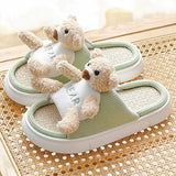 Home Cute Bear Slippers Cartoon Shoes Non-slip Soft Warm House Slipper Indoor Bedroom Couples Floor Autumn Winter 2021
