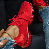 Sneakers Knitted Breathable Women's Vulcanized Shoes Lace Up Casual Flat Shoes Female Spring Ladies Running Shoes