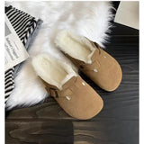 Autumn And Winter New Large-Size Baotou Slippers, Women's Flat-Soled Belt Buckles, Slippers For 45