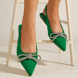 Diamond Bow Dew With Muller Pointed Flat Heel Women's Single