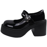 Children British Style High-Heeled Small Leather Shoes 2024 Summer New Black Thick Heels With High Soles Mary Jane