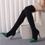 Winter Women's Boots Elastic High-heeled Boots European and American Fashion Party Sexy Over-the-knee Boots 48 Large