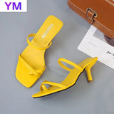 New Women Sandals Leather Yellow Sexy Pumps Fashion Wedding Stiletto Zapatillas Mujer Casa Sapatos Femininos Sandals Women