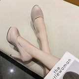 Breakj Night Scene Ultra-High Heel Patent Skin Hates High-Skinned High-Mouth Round-Headed Single Shoes Dress Professional Waterproof Table High