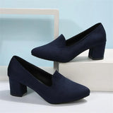 Size Suede High Heels Autumn 2023 New Women's Shoes Thick Heel Shallow Fashion Shoes Professional Shoes Temperament Single Shoes