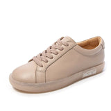 Women's Female Ladies Mother Girl Woman Cow Genuine Leather White Shoes Flats Lace Up Non Slip Soft Autumn