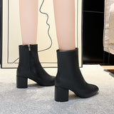 Breakj Version Of The British Wind Plus Short Sleeker Boots Woman's Head Thick And Side Zipper Round Head Martin Boots