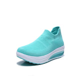 Mesh Knitting Sneakers Breathable Women Loafers Ladies Elastic Band Female Casual Slip On Comfortable Shoes Plus