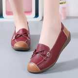 Breakj And Autumn New Women's Shoes Single Shoes Bean Shoes Comfortable Flat Shoes Bow Mother Shoes Flat Slope And Large Women's