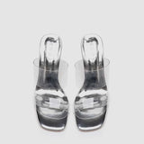 Breakj Summer Slippers Women's Summer To Wear The New Crystal Coarse And Exposed Cool Drag Transparent Temperament High-Tall One-Word