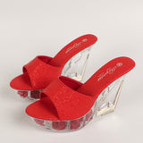 Breakj Fashion Korean Wedge 10CM Nightclub High Heels Flower Heel Women's Shoes Show Pole Dancing Shoes Crystal