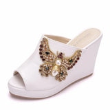 Queen 10cm Peep Toe Platform Wedges Slippers High Heels Beach Sandals