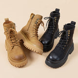 Boots Girls 2024 Spring And Autumn New British Style Short Boots With Thick Soles Raised Retro Locomotive