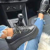 and Autumn Women's Vulcanized Shoes Rome Fashion Solid Color Sneakers Thick Bottom Cross Lace Women's Shoes Plus Size