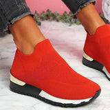 Sneakers Autumn 2021 Sock Shoes Slip On Knitted Breathable Ladies Running Shoes Casual Female Flats Vulcanized Plus Size