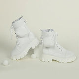 Boots Shoes Female Autumn Pocket Ankle Boots Design Thick Bottom Round Toe Lace Up British Fashion Plus Size 2021