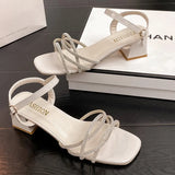 Breakj Drill Sandals In Women's Sandals 2025 Summer New Thick Heel With Buckle Fairy Wind Toess