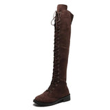 Breakj Explosive Large Code 35-43 Yards Flat Over The Knee Women's Long Boots Autumn And Winter New Velvet Locomotive