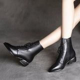 High Heels Ankle Boots Women Lace Up Pointed Toe Autumn Winter Boots Party Casual Shoes Female Size 41 42