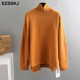 Winter splitside oversize thick Sweater pullovers Women 2021 loose cashmere turtleneck big size Sweater Pullover