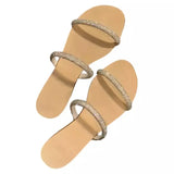 Breakj Women's French Sandals 2025 Summer New Fashion With Water Drill Slippers Women Wearing Fairy Temperament Cool