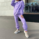 Piece Set Print Oversize Fleece Women's Set Sport Casual Tracksuit Winter 2020 Female Hooded Long Sleeve Hoodie Pants