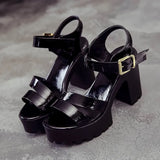 Sandals Coarse Heel With A Toe White Sandals Female Roman Style Waterproof Table High Heel Women's