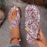 Breakj Sandals Women's National Style 2025 Summer New Breathable Printing Cover Roman Style Cool Slippers