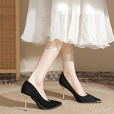 Breakj Single-Shoe Black Tip High-Heeled Women's Fine Heel New Temperament Professional Business Commuter Women's