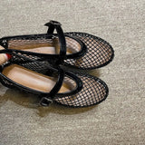 Breakj 2025 Fish Grid Hollow Net Sandals Women Flat Bottom With Mary Treasure
