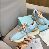 Platform Casual Running Shoes Women Flat Mixed Color Lace Up Patchwork Sneakers Outdoor Walk Tennis Shoes Zapatillas