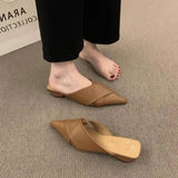 Breakj New Baotou Half Slippers Female Lazy People Wear A Stylish Pointed Muller Shoes Summer Thick Heel