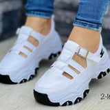 Breakj Large-Size Casual Single-Shoe Women's Spring And Summer New Flat Bottom Flying Weaving Breathable Magic Sticker Casual Mesh