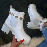 Ankle Boots Autumn Winter Rainbow Short Boots Square Heel Rhinestone Shoes Non-slip Fashion Thick Bottomn Footwear