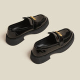 Breakj New Spring And Autumn Web Celebrity Burst Fire Thick Bottom British Small Leather Shoes Women Thick Heel Black Loafers A Foot Pedal Single