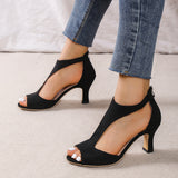 Fashion Rear Zipper Bag With Fish Mouth Shoes Women's Summer Large Size Side Empty Thin Heel Roman