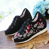 Breakj Shoes, Sports Shoes Autumn And Winter Leisure Walk Shoes Lace Embroidered Cloth Shoes Inside Heighten Women's