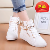 Spring And Autumn New High-Top Canvas Shoes Women's Shoes Korean Version Tide Zipper Rivet Students Flat-Soled White