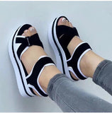 Breakj New Large-Size Thick-Soled Sandals Women's Flat-Bottomed Magic Sticker Women's Beach