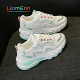 Platform Sneakers Woman Vulcanize Sport Shoes 2021 New Light Green Blue Chunky Sneaker dames Tenis basket zapatillas