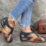Women's Sandals Wedge Buckle Strap Sandals Female Retro Casual Sewing Women Shoes Flats Platform Retro Sandalias Plus