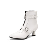 Breakj Buckle Medium Heel Fashion Women's Boots Plus Size Ankle Boots