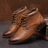 Retro Men's Leather Boots Spring Men Shoes British Casual Boot for Man Flats Ankle Boots Basic Men Western