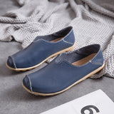 Fish Mouth Women Shoes Flat Ladies Shoes Leather Stitching Retro Soft Women'S Ballerina Footwear Casual Sneaker 44