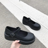 Women Flats New Student Mary Jane Shoes Women's Shallow Mouth Retro French Thick Sole Shoes Small Leather