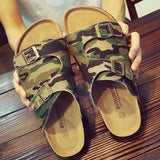 Men's Denim Mule Clogs Slippers Comfortable Cork One Buckle Slides Footwear For Men Camouflage Beach Sandals Flip