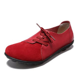 Shoes 2021 Spring Genuine Leather Moccasins Flats Shoes Woman Lace-Up Casual Ladies Driving Shoes Plus