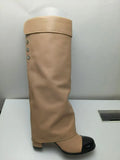 Breakj New Small Fragrant Wind Lacquer Leather Round Head Thick With Fashion Joker Banquet Fairy Pants Boots