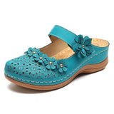 Women Shoes Roman Flat Casual Sandals Comfy Flower Sweet Women Sandals PU Durable Wedge Leather Platform Shoes Ladies Plus