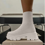 Ankle Boots Platform Knitted Ladies Autumn Socks Boots for Women Fashion Female Booties Plus Size High Heel Boot